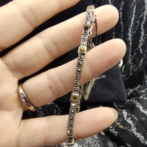 Judith Jack Bracelet Square Citrine Sterling Silver Marcasite Bracelet!